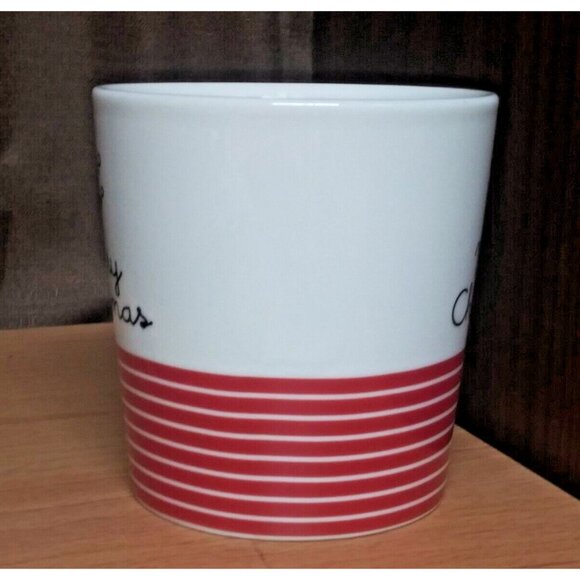 NWOT Sleigh Bell Bistro Coffee Mug Merry Christmas 16 fl oz Ceramic Cream Red - Picture 4 of 7
